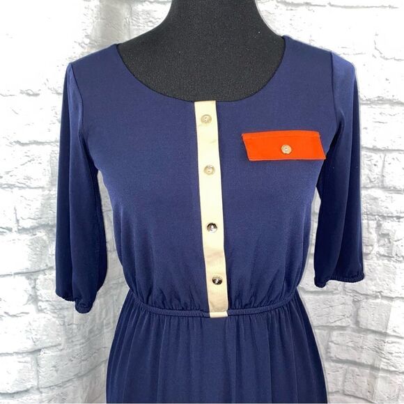 Sweet storm 3/4 sleeve elastic waist color block dress size small - Picture 3 of 8